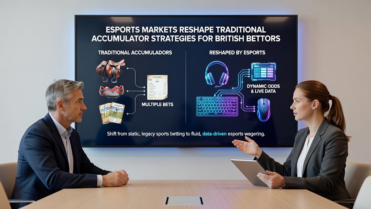 British bettors reviewing accumulator slips that combine esports and traditional sports markets