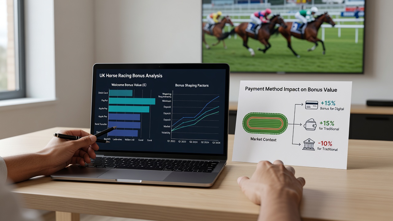 Comparison chart showing how different payment methods affect bonus values in UK equine betting