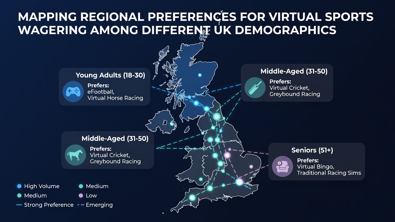Map showing regional preferences for virtual sports in the UK
