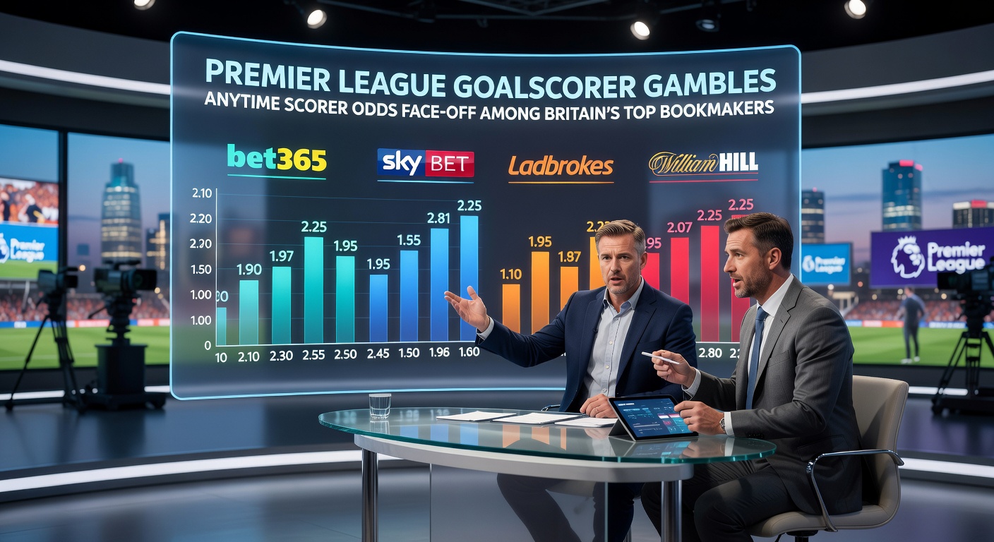 Collage of Premier League players celebrating goals with bookmaker logos overlaid, highlighting anytime scorer markets