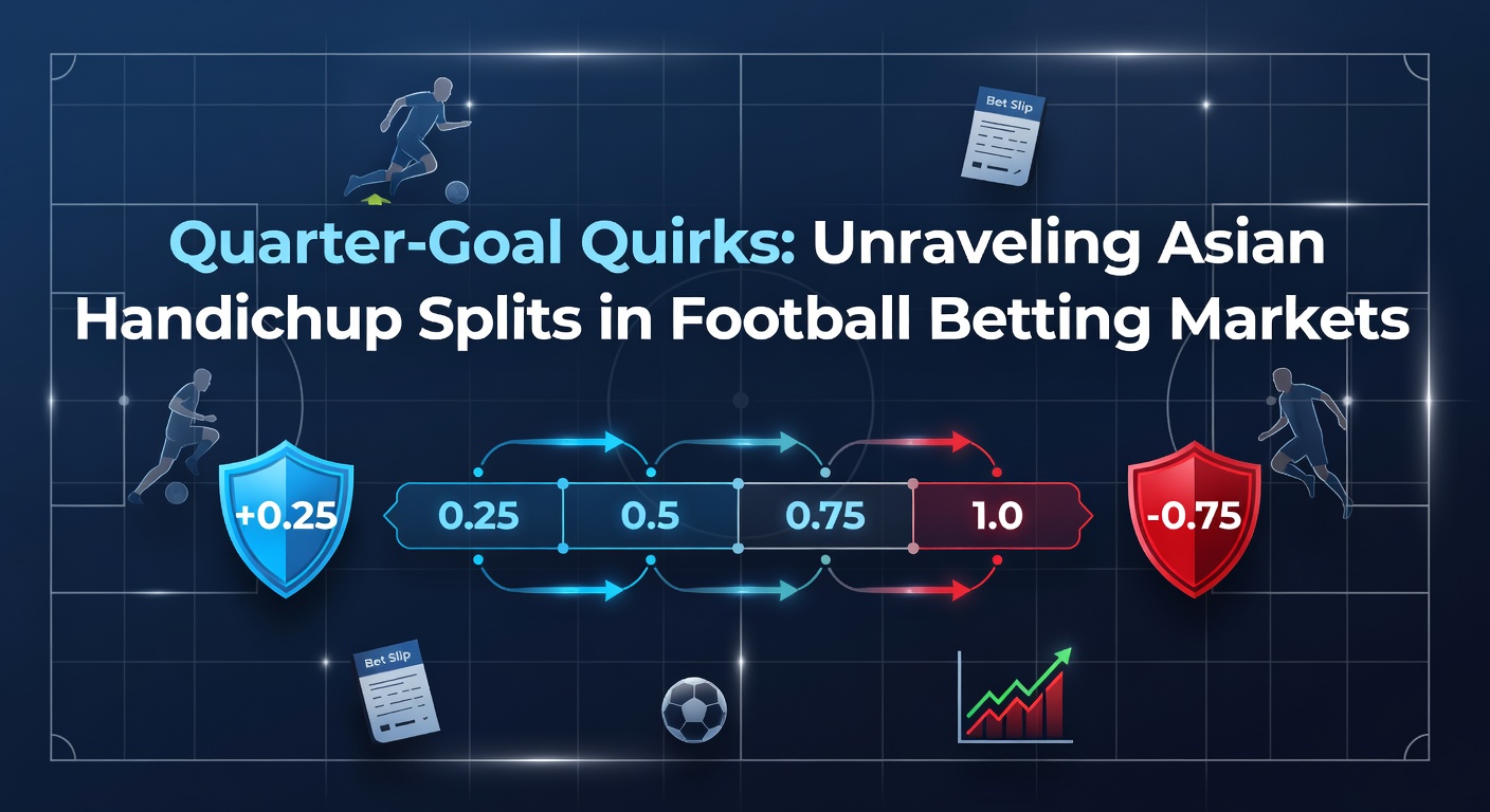 Visual breakdown of quarter-goal Asian Handicap lines showing split bets on football matches, with odds examples from major bookmakers