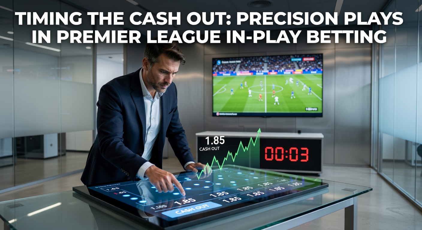 A dynamic screenshot of a Premier League in-play betting interface showing live odds fluctuations during a tense match moment, with cash-out button highlighted