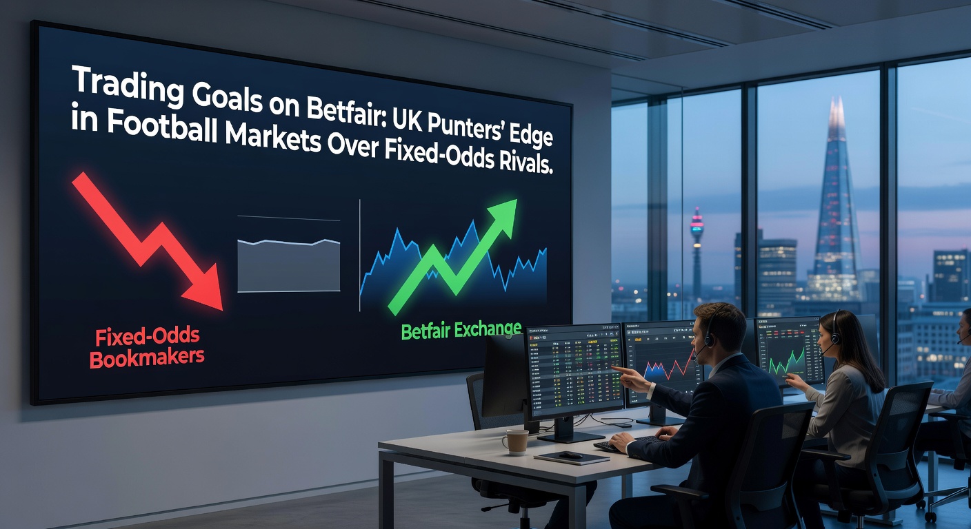Betfair trading interface showing live football goals market with fluctuating odds